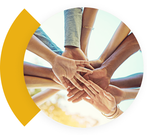 Hands joined together in a circle.